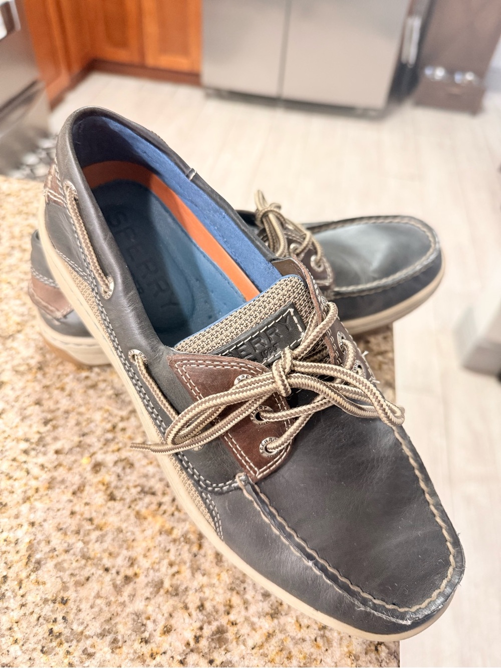 Sperry Navy and Brown Leather Classic Boat Shoes